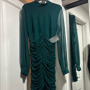 Elegant Green Ruched Dress